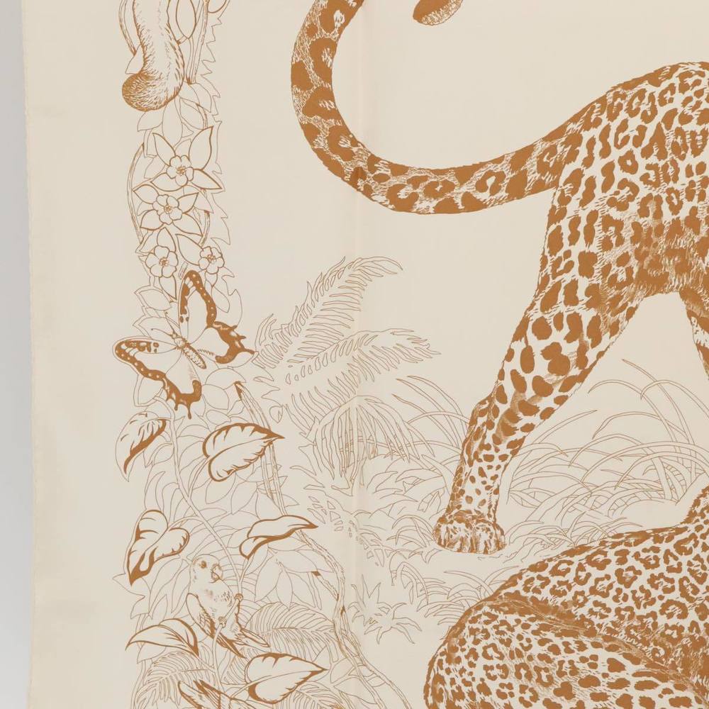 HERMES Carre 90 Scarf JUNGLE LOVE Silk White Auth am6952 - Picture 5 of 16